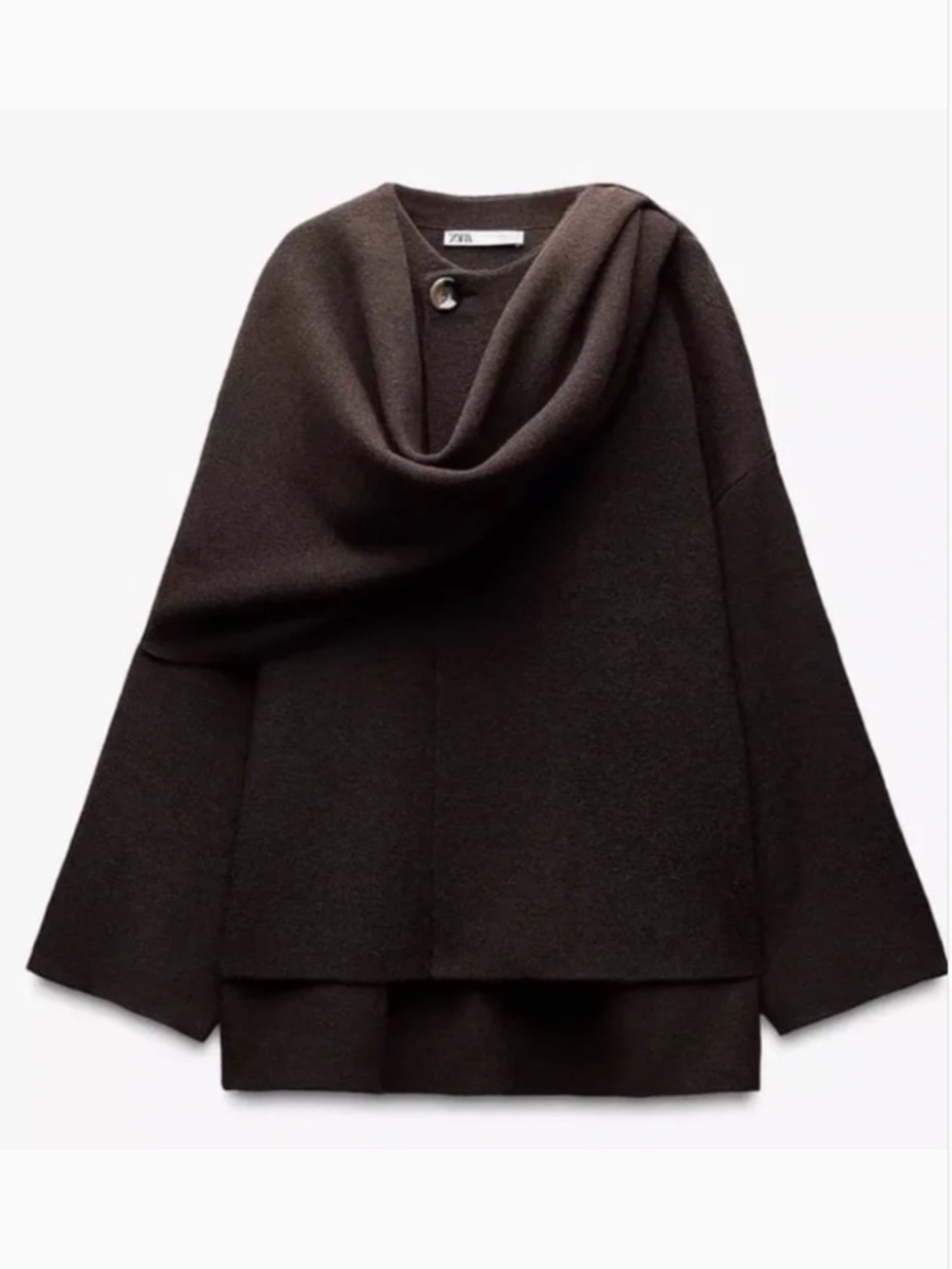 ZARA KNIT SCARF COAT BROWN